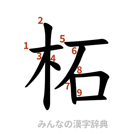 漢字「柘」の書き順と画数