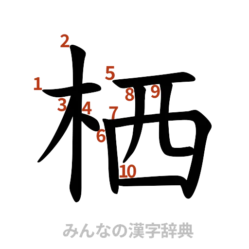漢字「栖」の書き順と画数