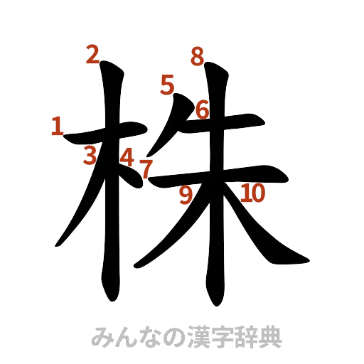 漢字「株」の書き順と画数