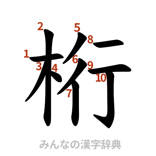 漢字「桁」の書き順と画数