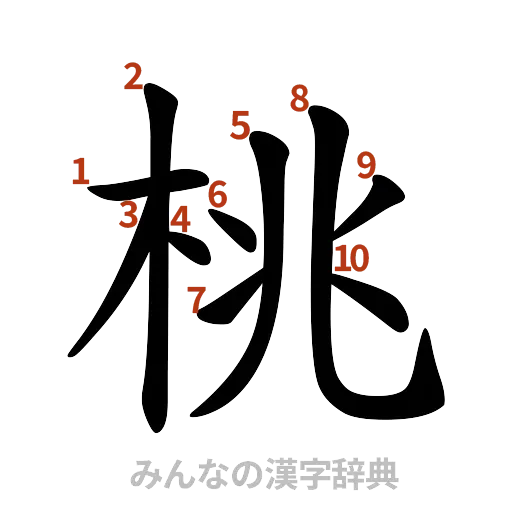 漢字「桃」の書き順と画数