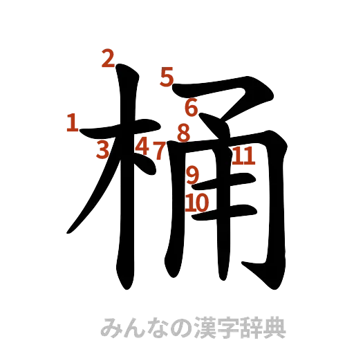 漢字「桶」の書き順と画数
