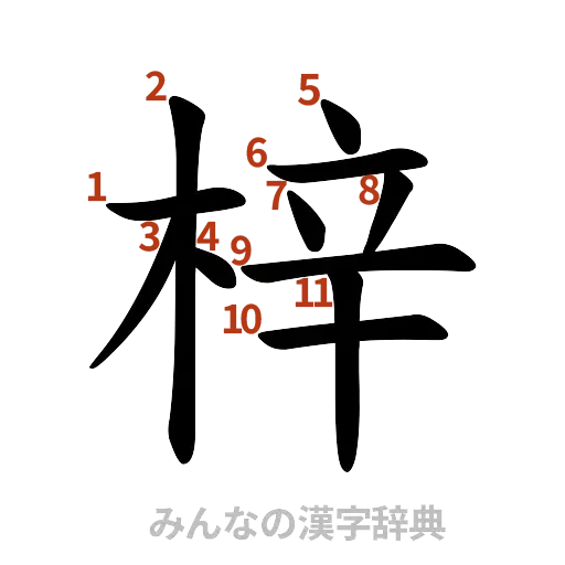 漢字「梓」の書き順と画数