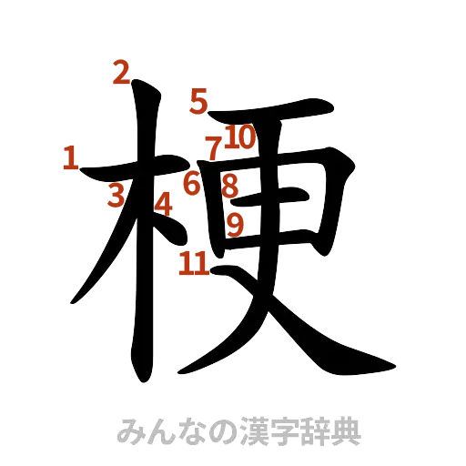 漢字「梗」の書き順と画数