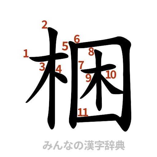 漢字「梱」の書き順と画数