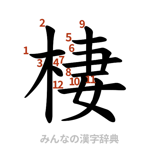 漢字「棲」の書き順と画数