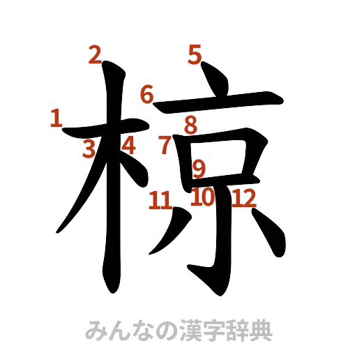 漢字「椋」の書き順と画数