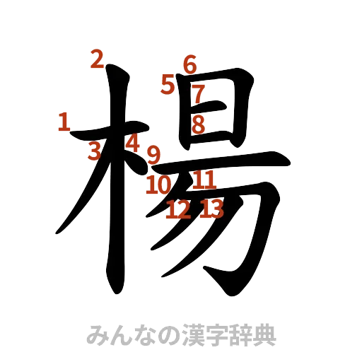 漢字「楊」の書き順と画数