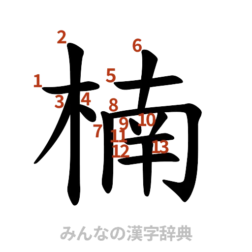 漢字「楠」の書き順と画数