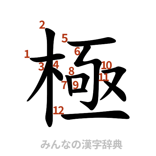 漢字「極」の書き順と画数