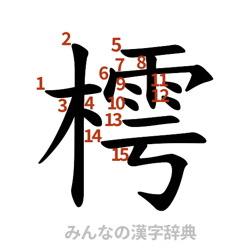 漢字「樗」の書き順と画数