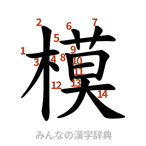 漢字「模」の書き順と画数