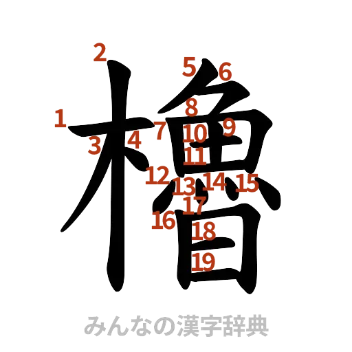 漢字「櫓」の書き順と画数