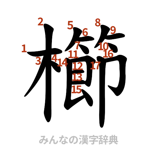 漢字「櫛」の書き順と画数