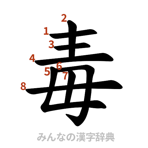 漢字「毒」の書き順と画数