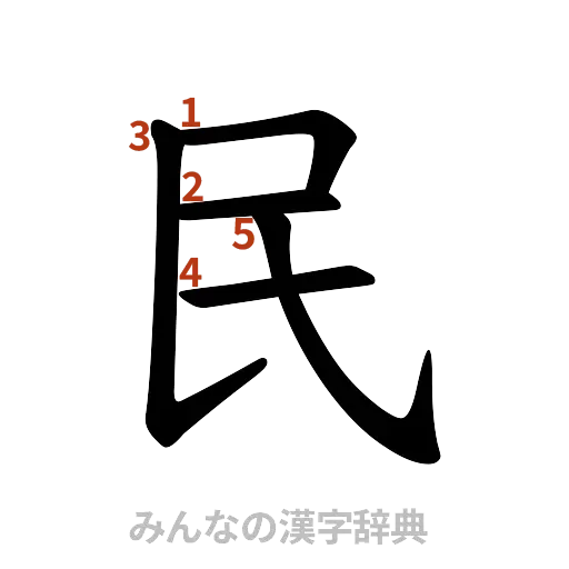 漢字「民」の書き順と画数