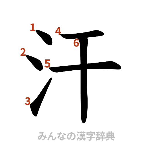 漢字「汗」の書き順と画数