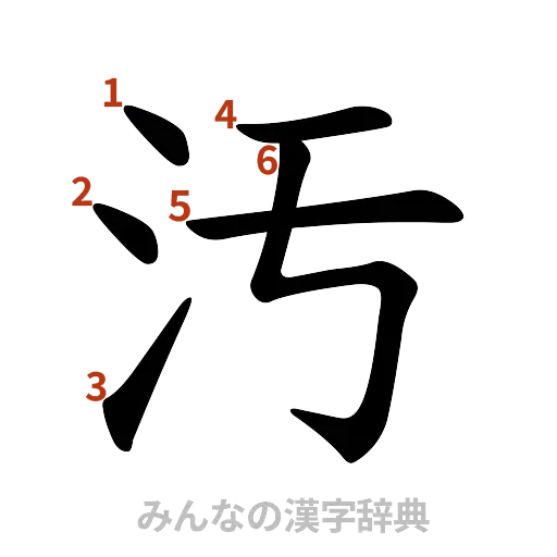 漢字「汚」の書き順と画数