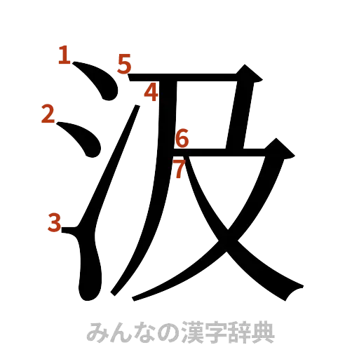 漢字「汲」の書き順と画数