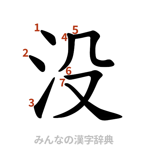 漢字「没」の書き順と画数
