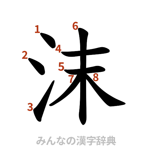 漢字「沫」の書き順と画数