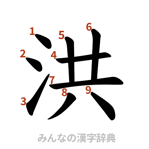 漢字「洪」の書き順と画数