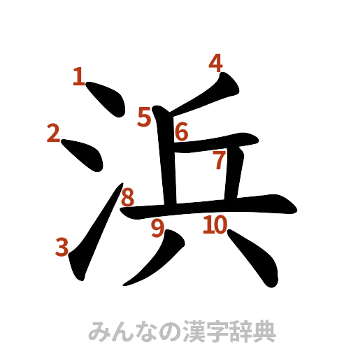 漢字「浜」の書き順と画数