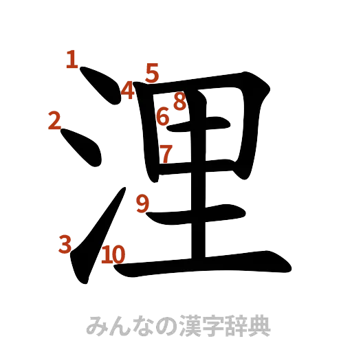 漢字「浬」の書き順と画数