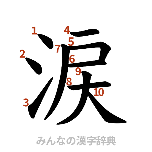 漢字「涙」の書き順と画数