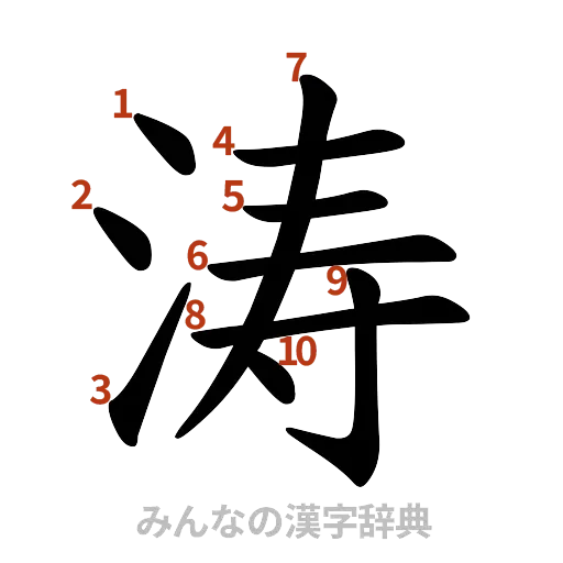 漢字「涛」の書き順と画数
