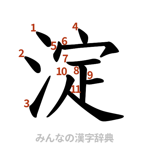 漢字「淀」の書き順と画数