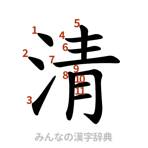 漢字「清」の書き順と画数