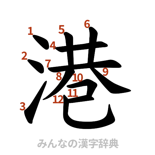 漢字「港」の書き順と画数