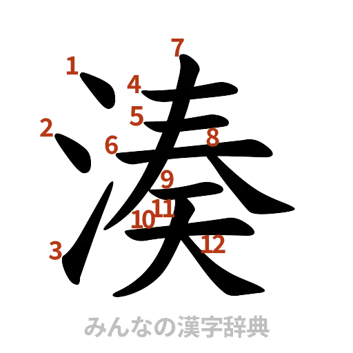 漢字「湊」の書き順と画数