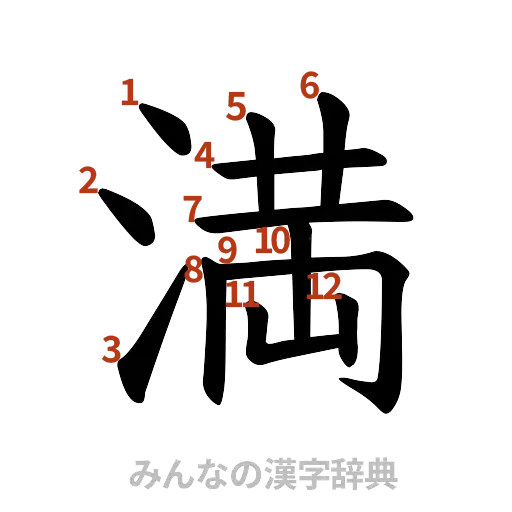 漢字「満」の書き順と画数