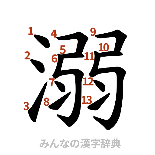 漢字「溺」の書き順と画数