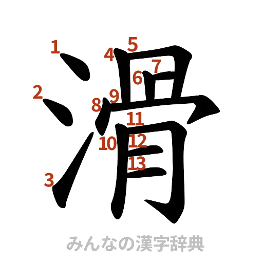 漢字「滑」の書き順と画数
