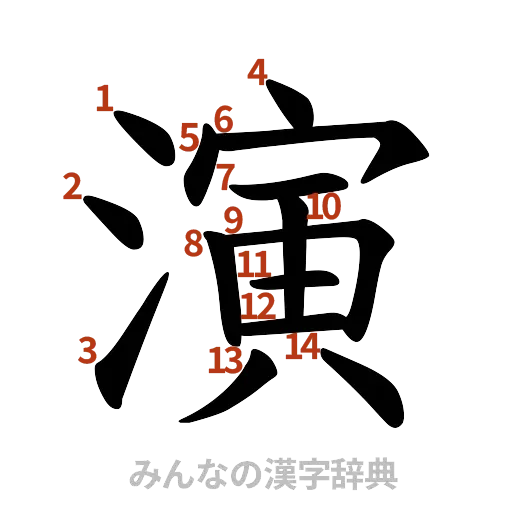 漢字「演」の書き順と画数