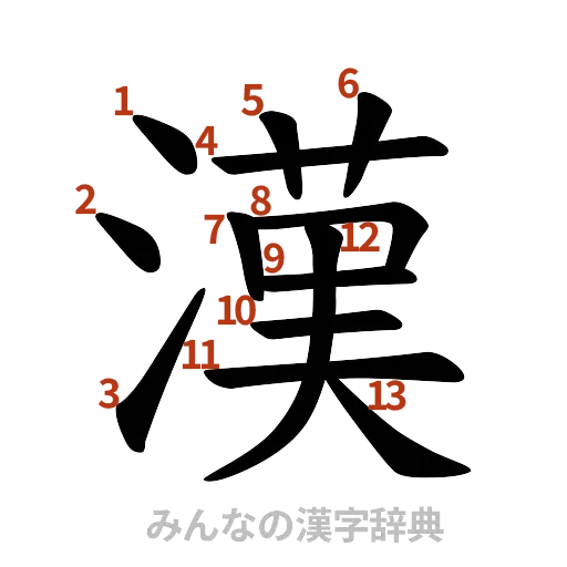 漢字「漢」の書き順と画数