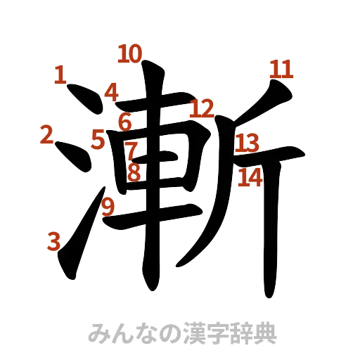 漢字「漸」の書き順と画数