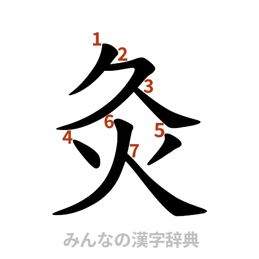 漢字「灸」の書き順と画数