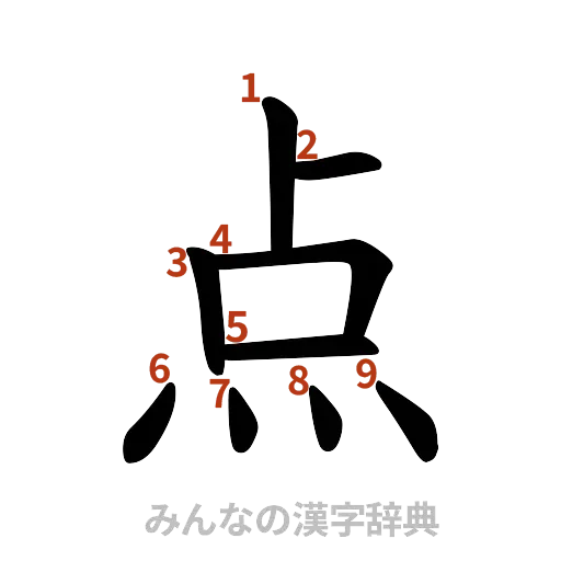 漢字「点」の書き順と画数