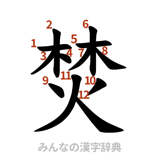 漢字「焚」の書き順と画数