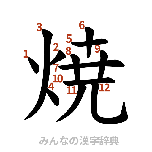 漢字「焼」の書き順と画数