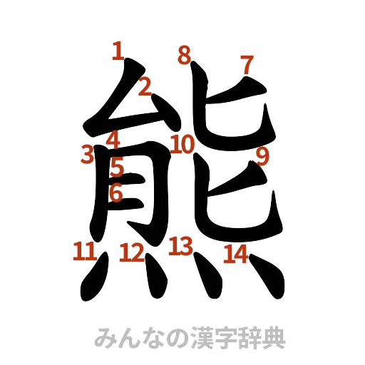 漢字「熊」の書き順と画数