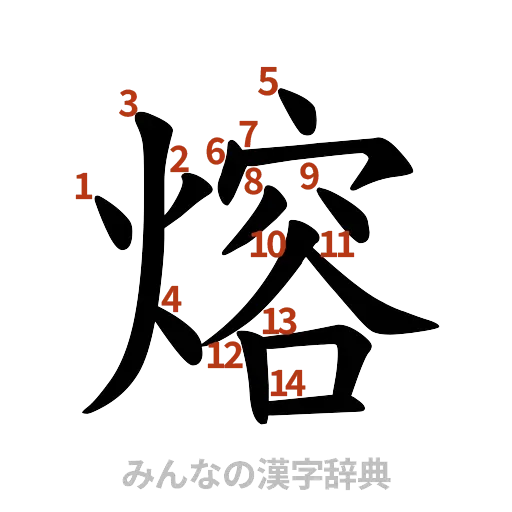 漢字「熔」の書き順と画数