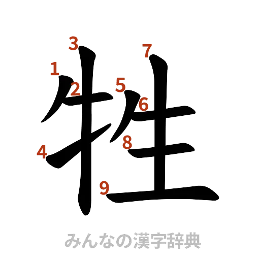 漢字「牲」の書き順と画数