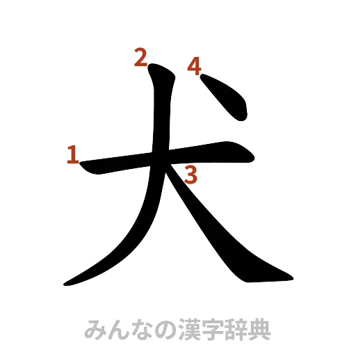 漢字「犬」の書き順と画数