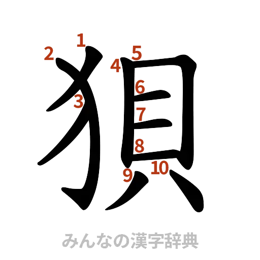 漢字「狽」の書き順と画数