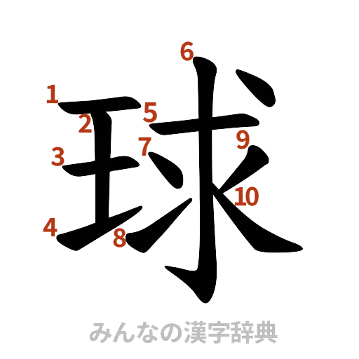漢字「球」の書き順と画数